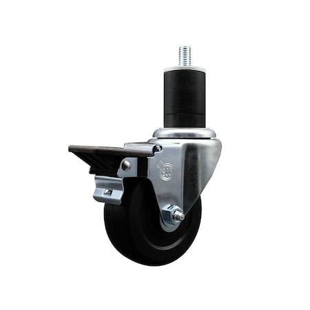 Service Caster 3.5'' Hard Rubber Swivel 1-3/4'' Expanding Stem Caster with Brake SCC-EX20S3514-HRS-PLB-134